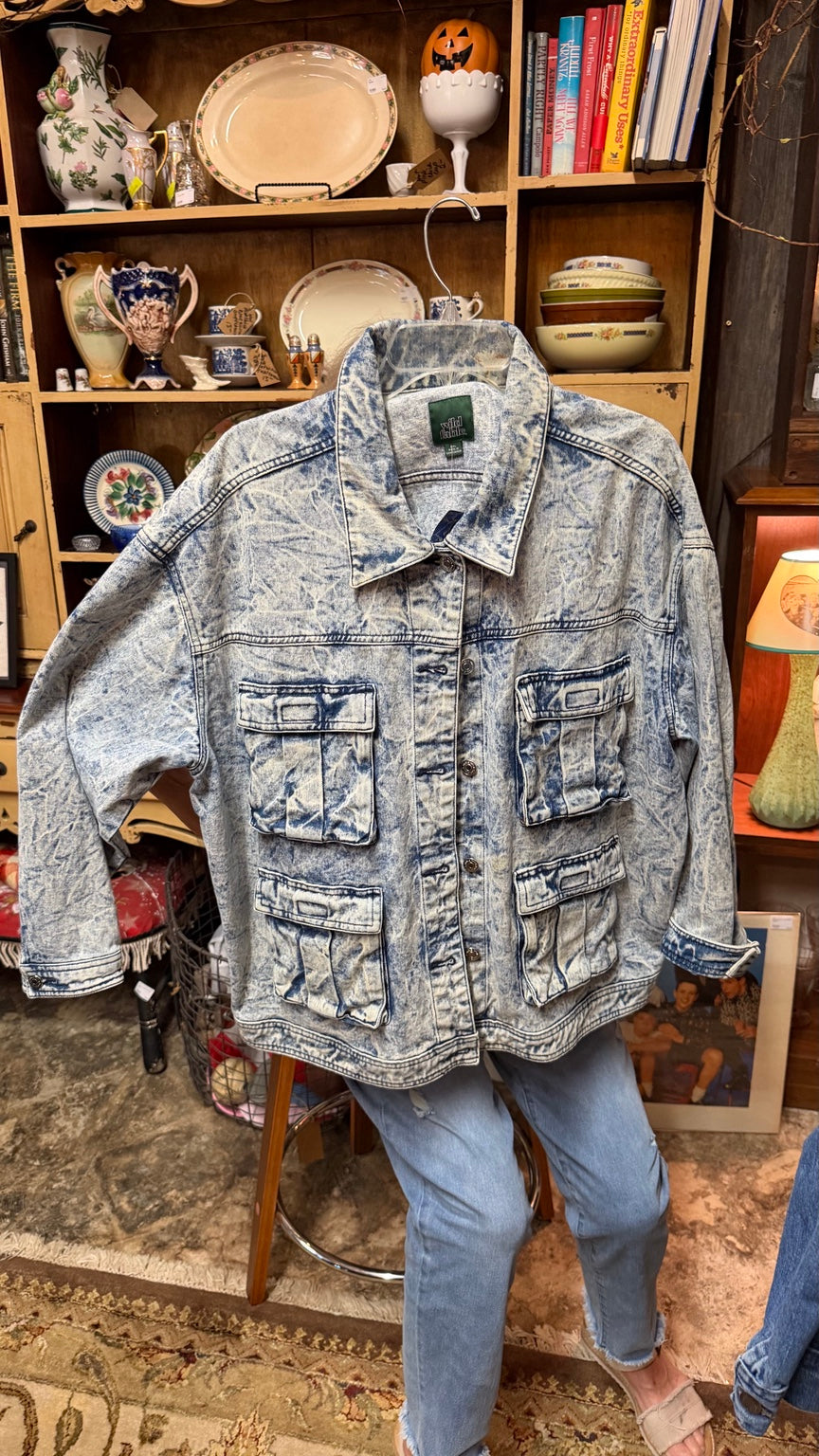 Wild Fable Acid-Wash Four-Pocket Jacket