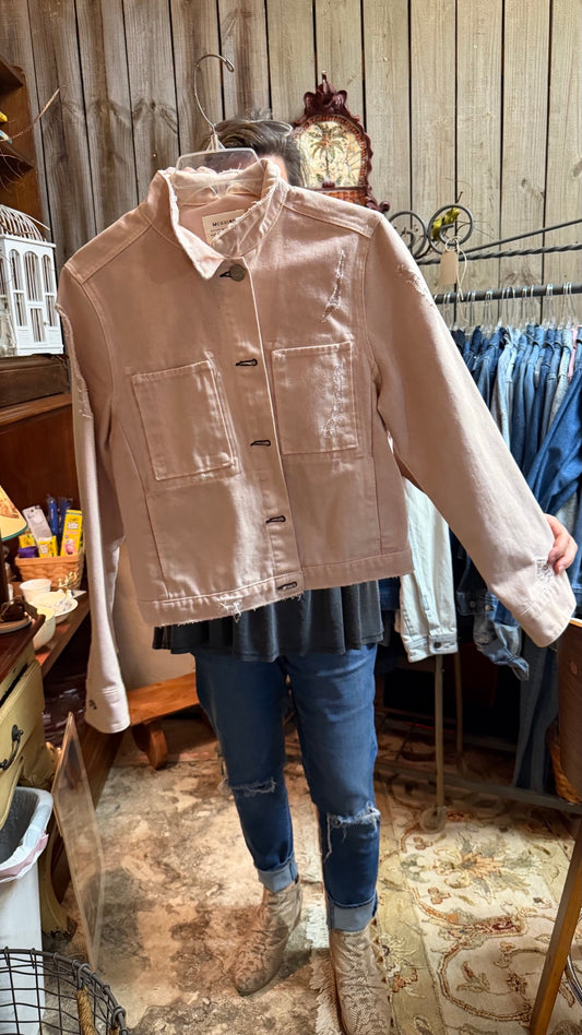 McGuire Blush Distressed Denim Jacket