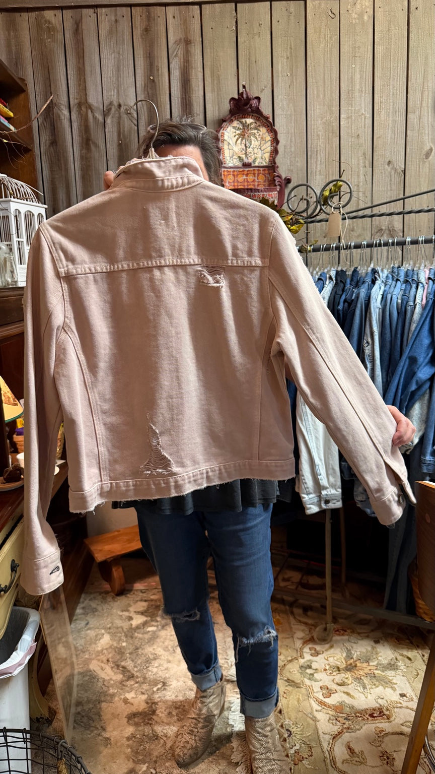 McGuire Blush Distressed Denim Jacket