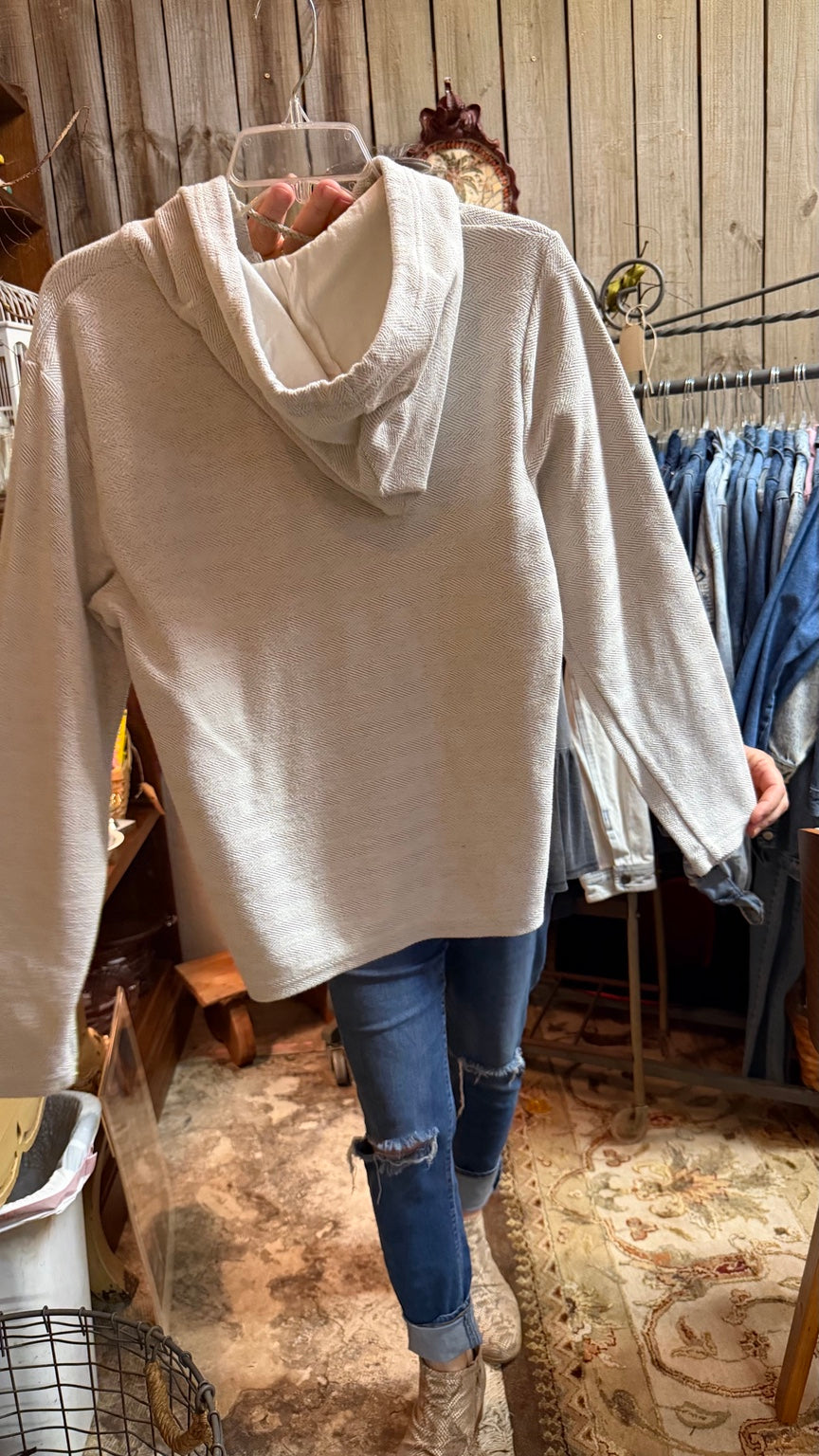 Old Navy Neutral Herringbone Hoodie