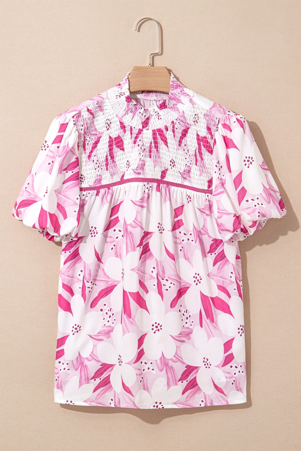 Pink Floral High Neck Blouse LT