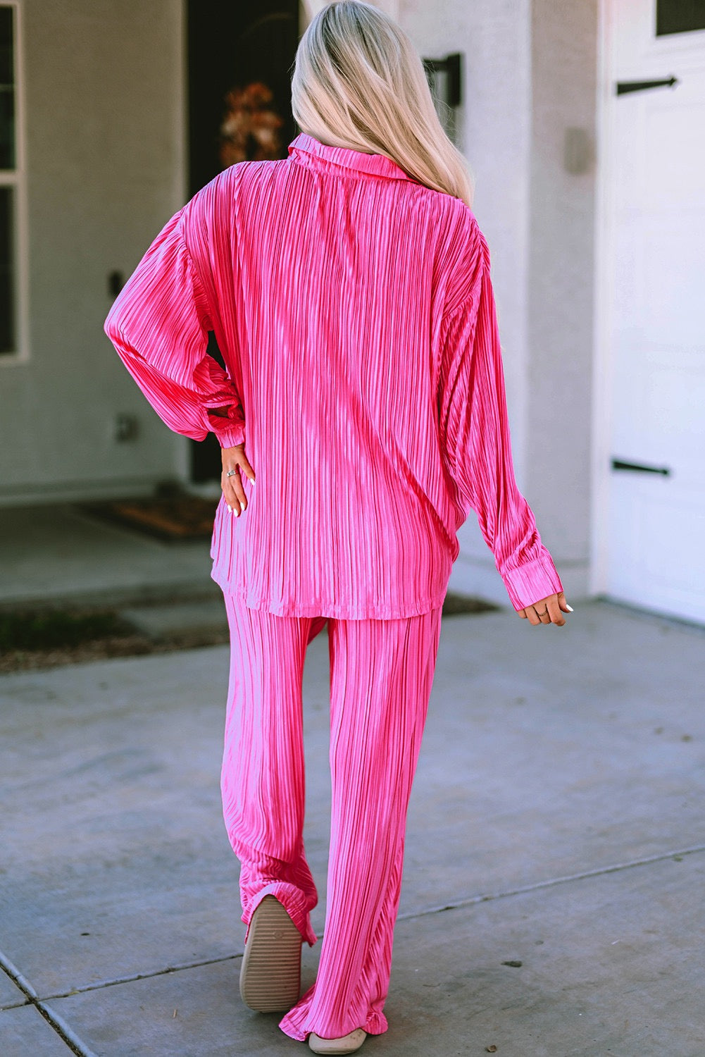 Pink Pleated Pants Set December.