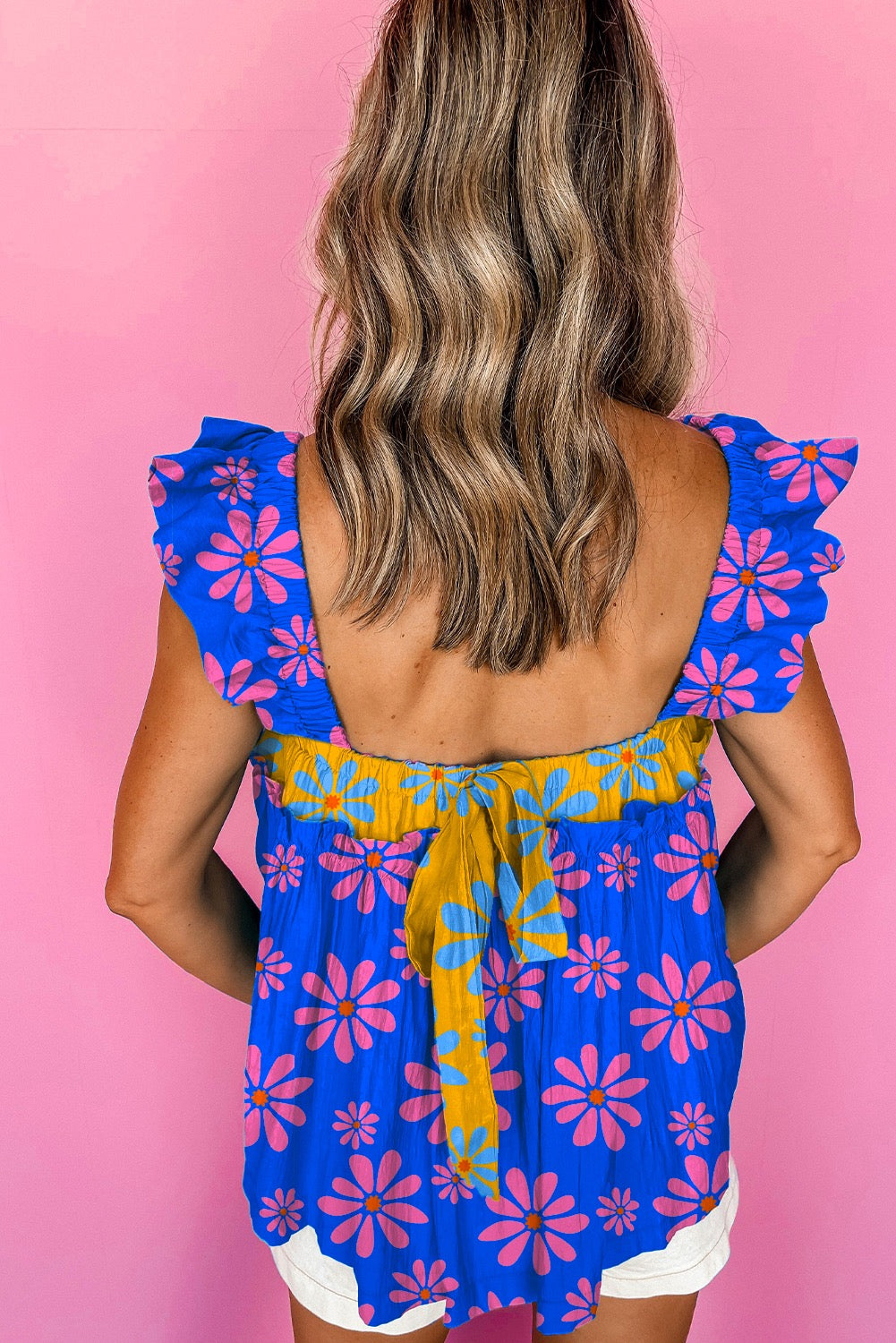 Blue Floral Flutter Tank Top LT