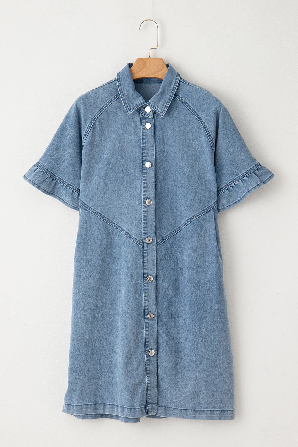 Button Up Denim Shirt Dress LT