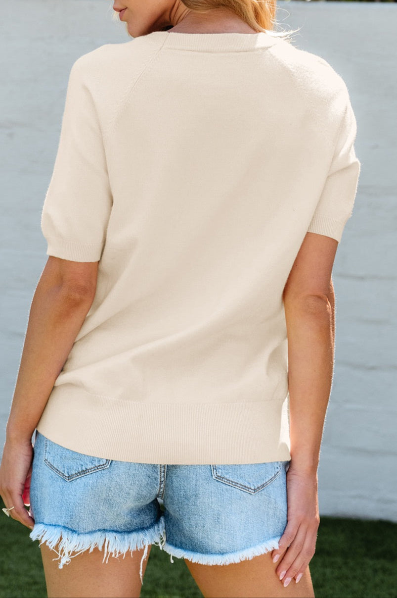 Beige Flower Knit Top LT