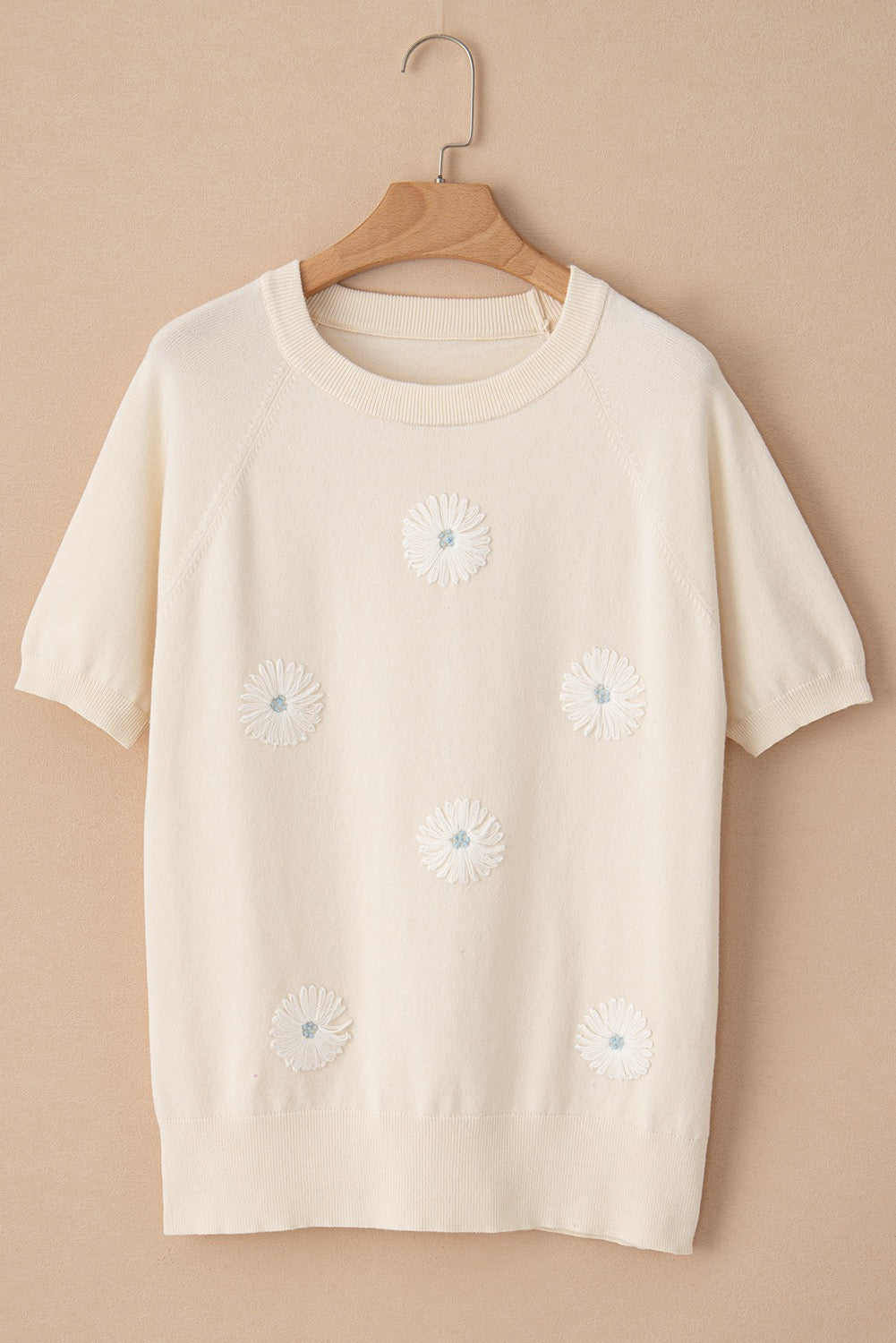 Beige Flower Knit Top LT