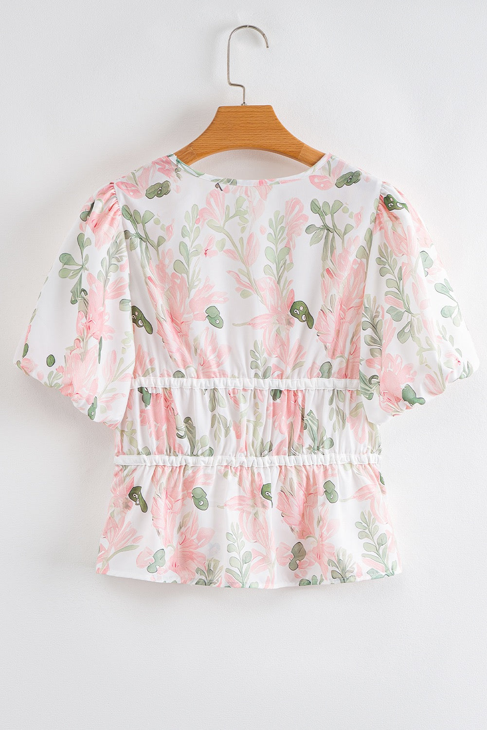 Pink Floral Peplum Blouse LT