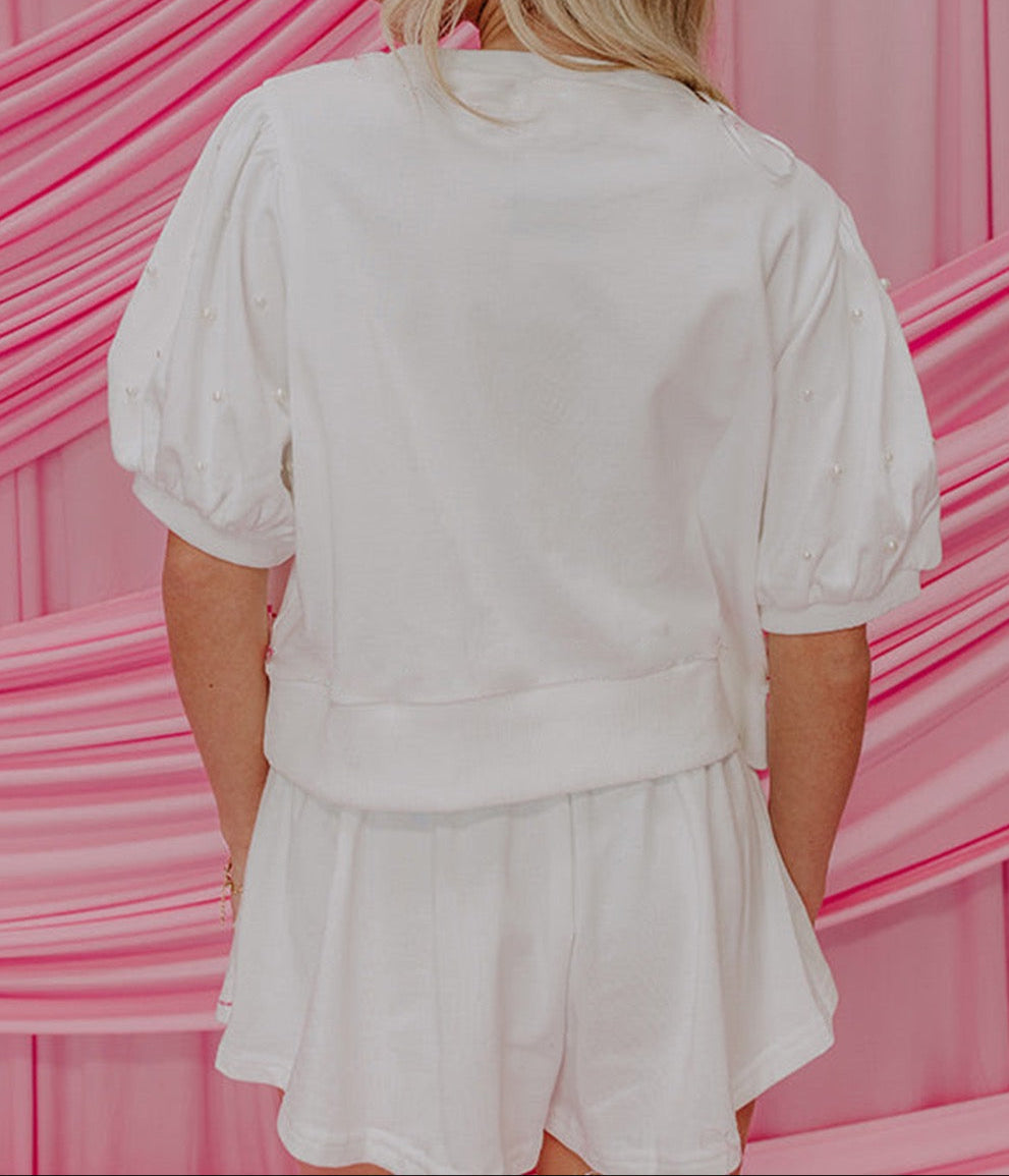 White with Red Bow Trim Set LT