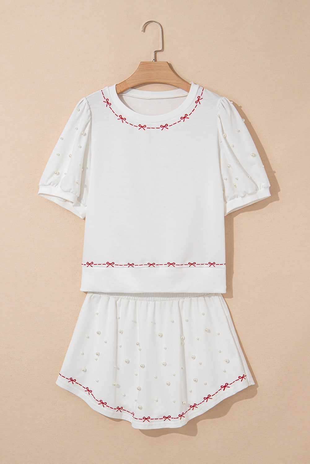 White with Red Bow Trim Set LT