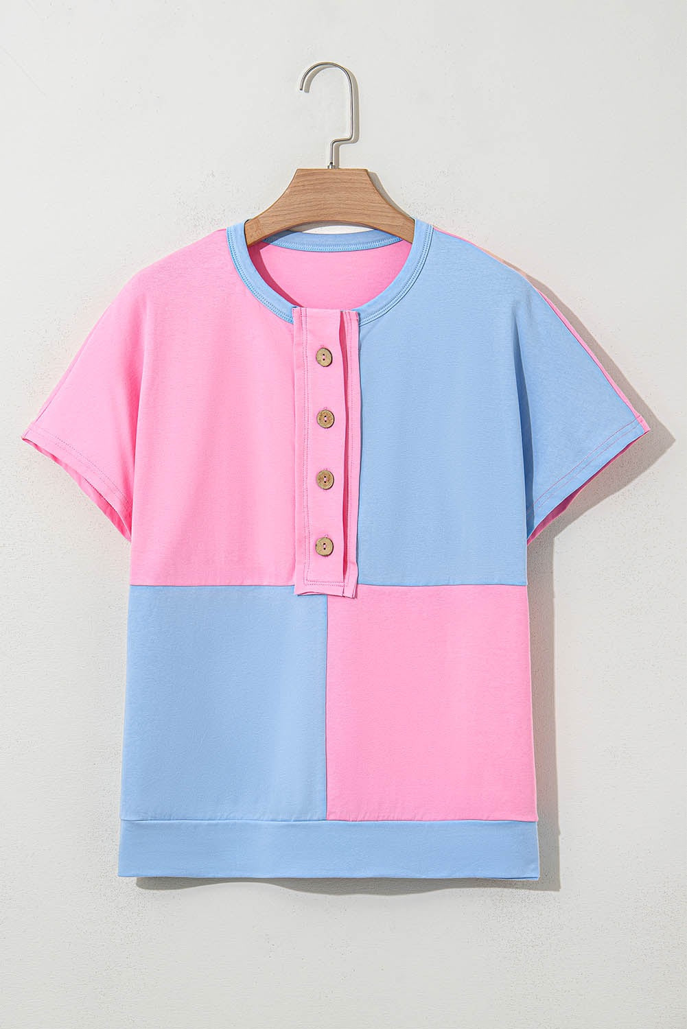 Blue and Pink Henley Top LT