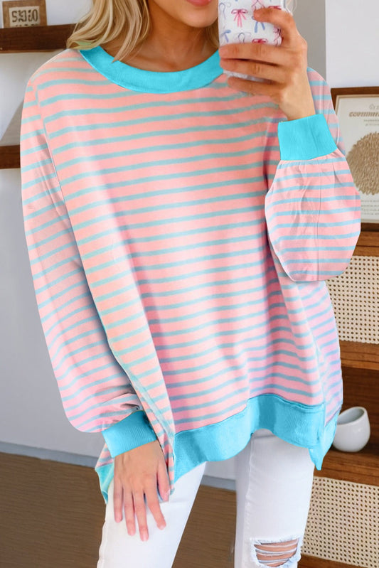 Pink and Blue Striped Tee December.