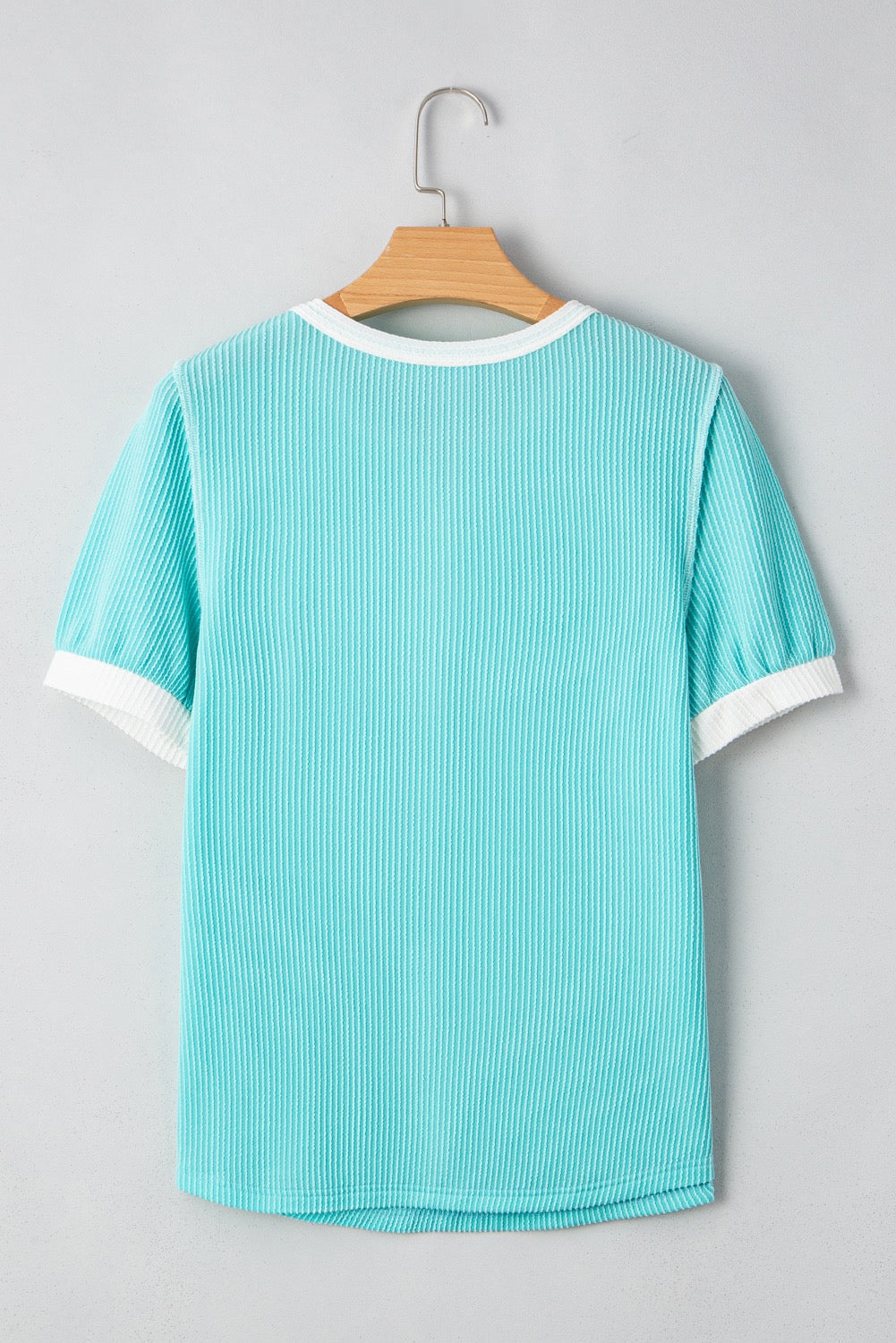 Turquoise Corded Henley Top LT