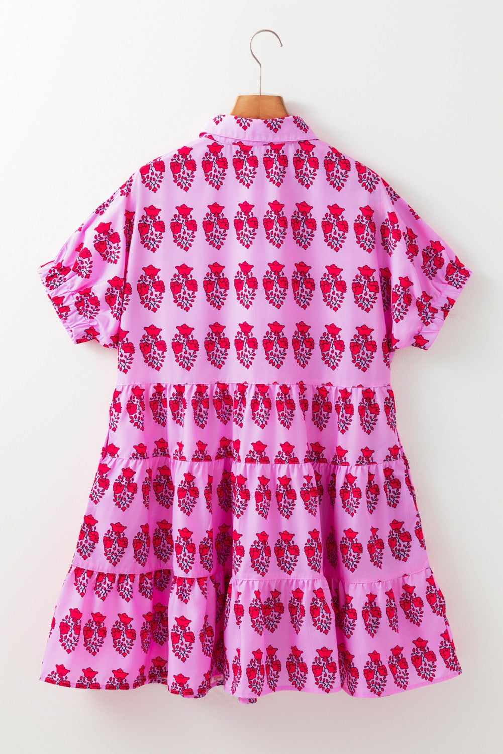 Pink Floral Print Button Dress LT