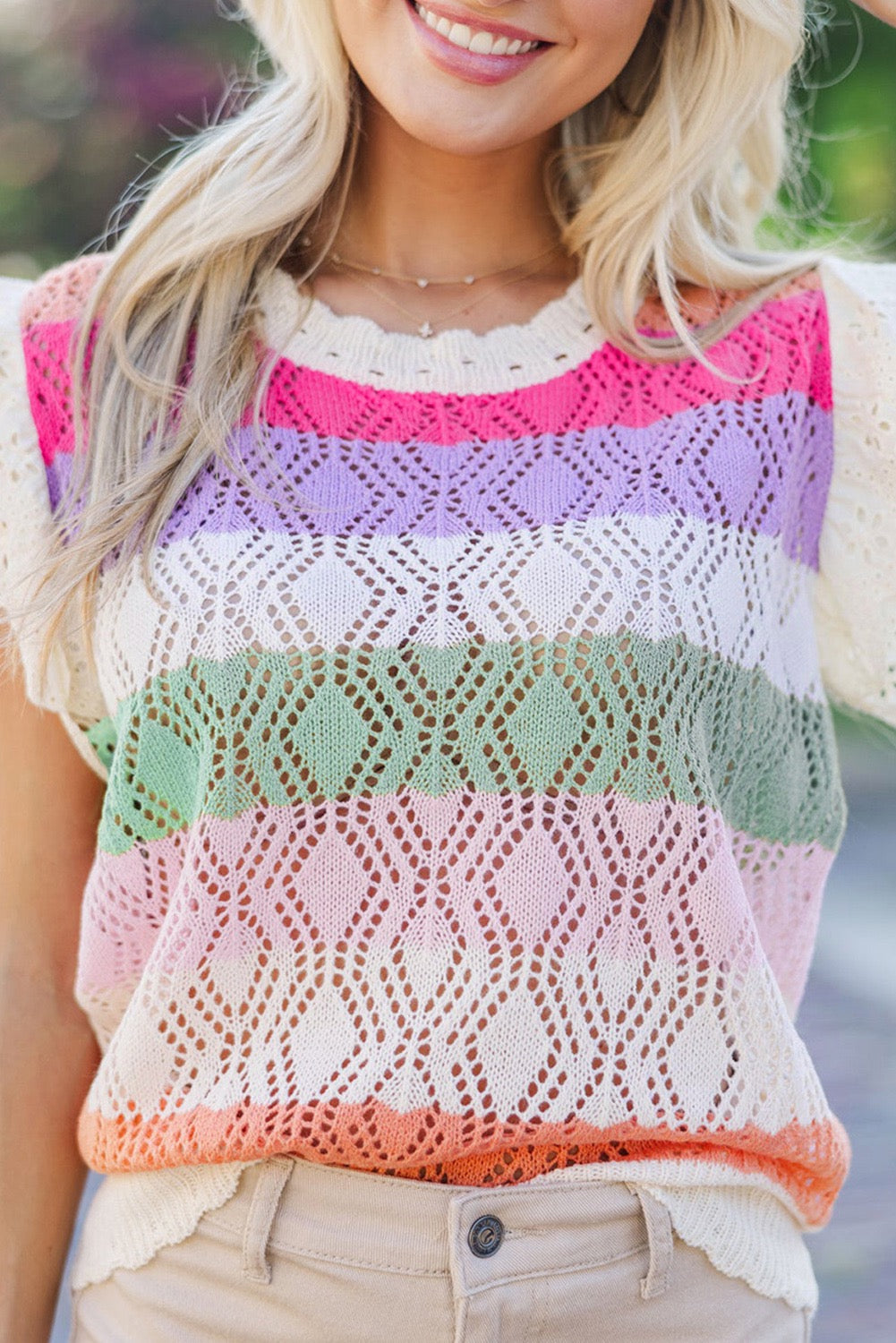 Striped Knit Sweater Vest LT