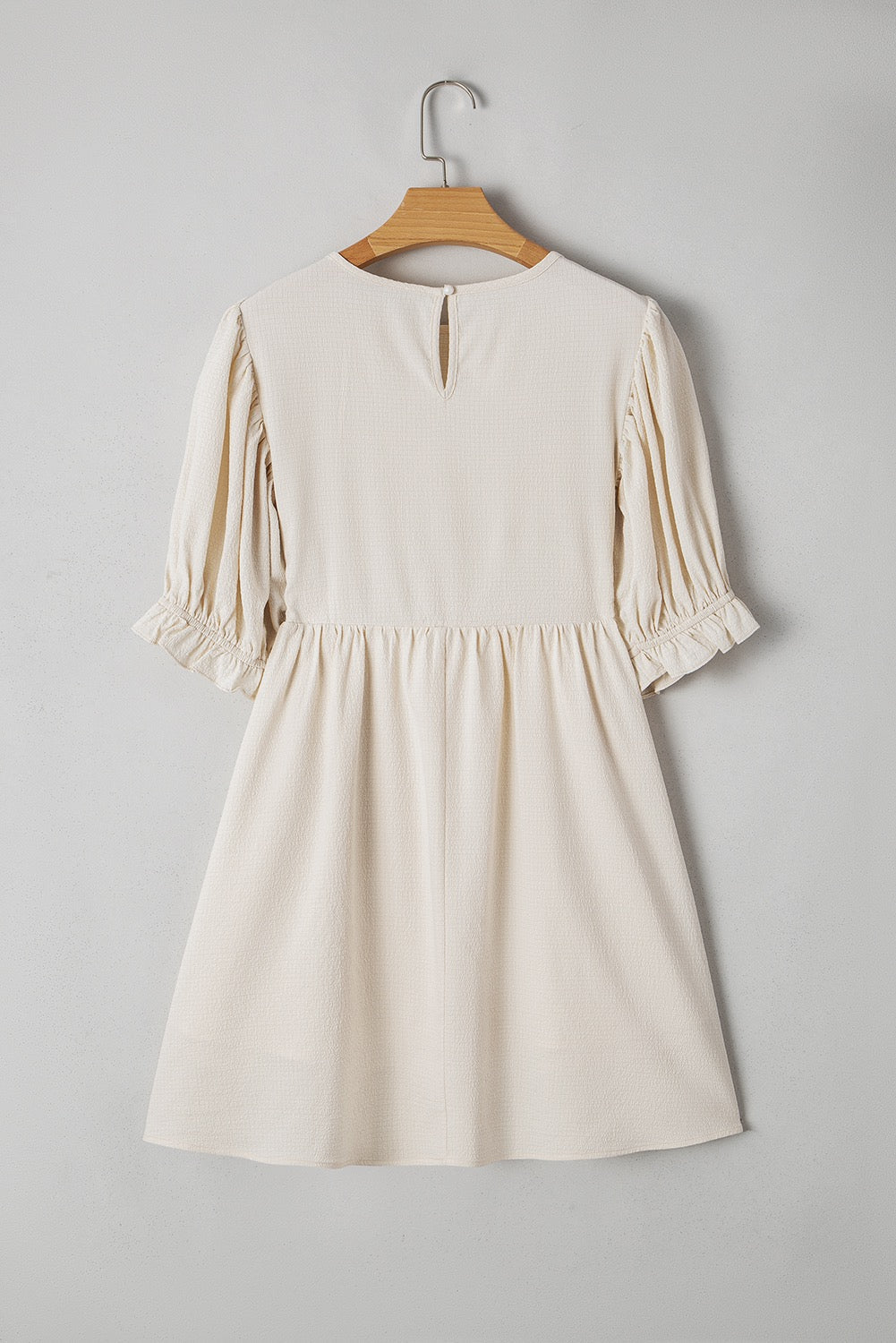 White Textured Ruffled Dress LT