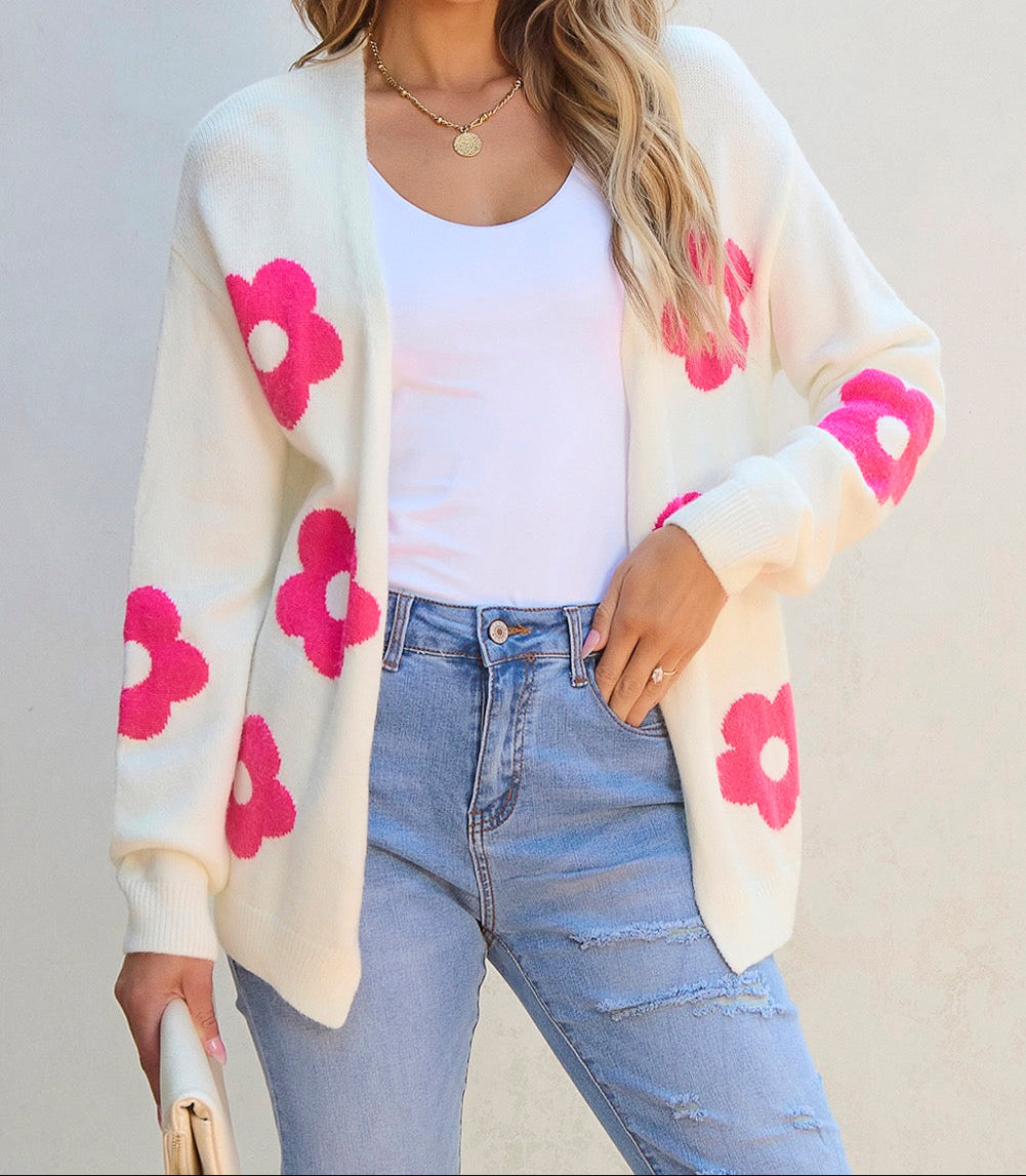 Pink Flower Cardigan LT