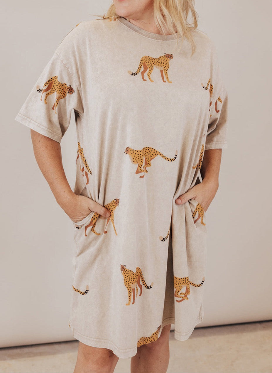 Cheetah Plus Size T Dress LT