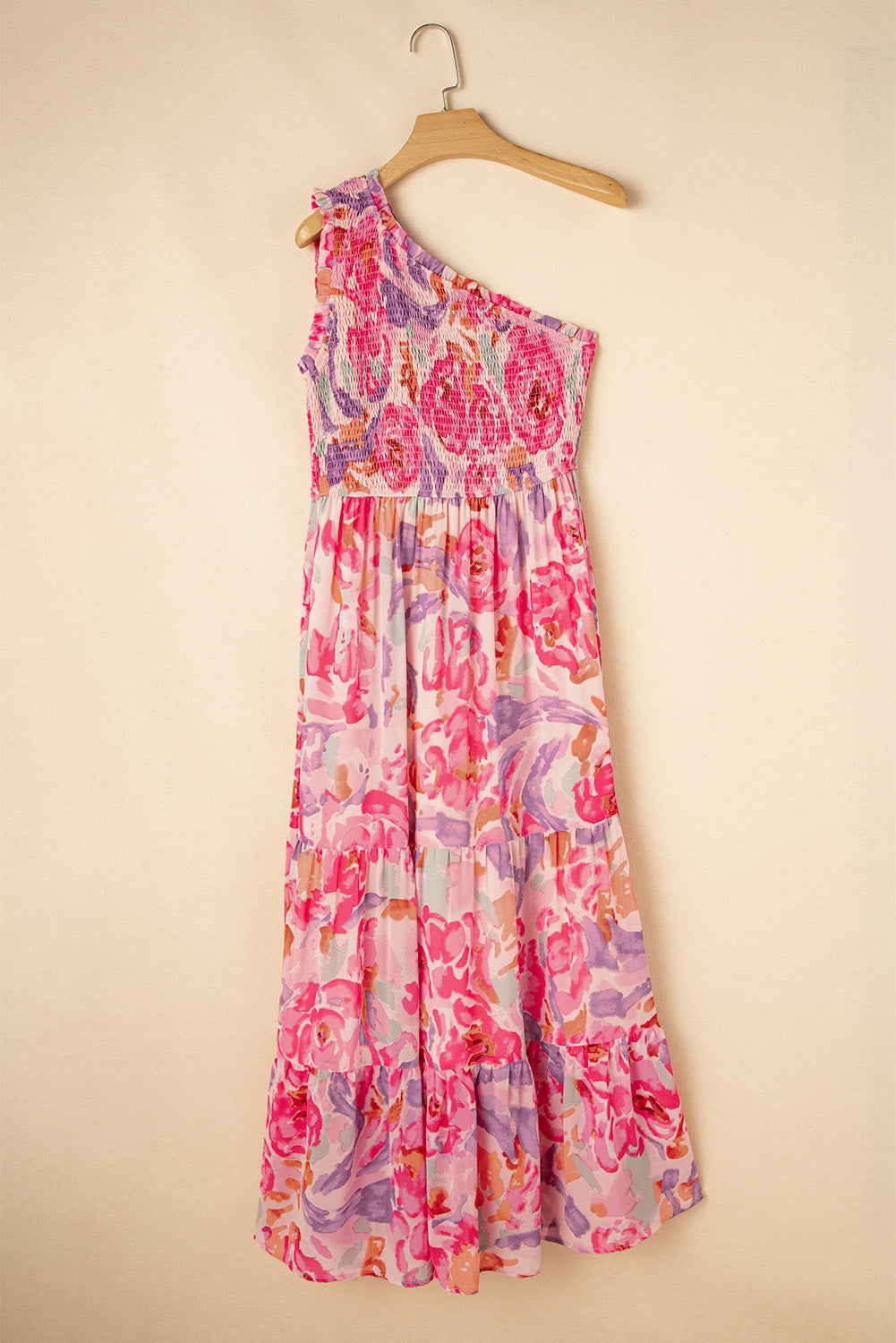 Pink Floral One Shoulder Maxi LT