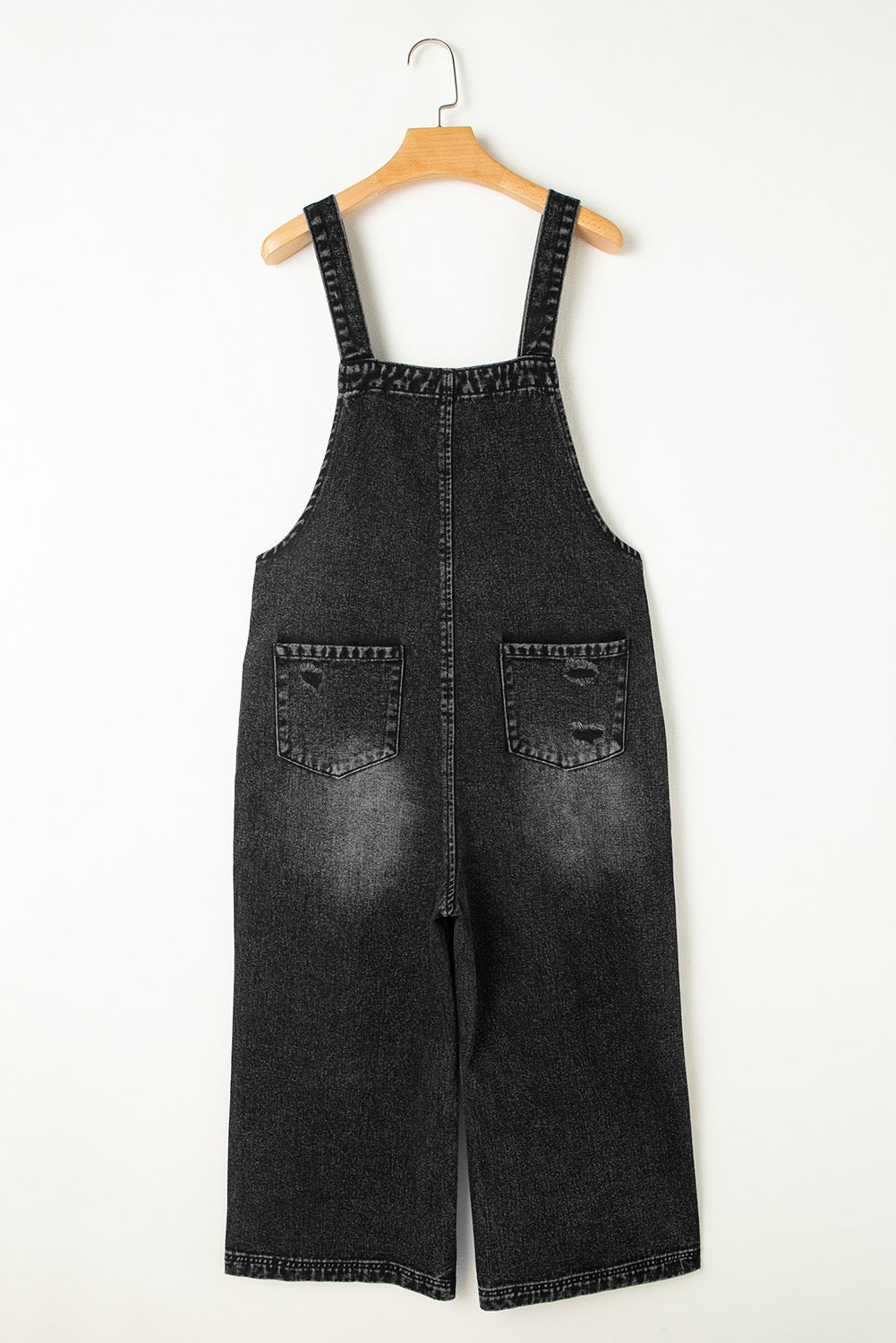 Black Distressed Overalls LT