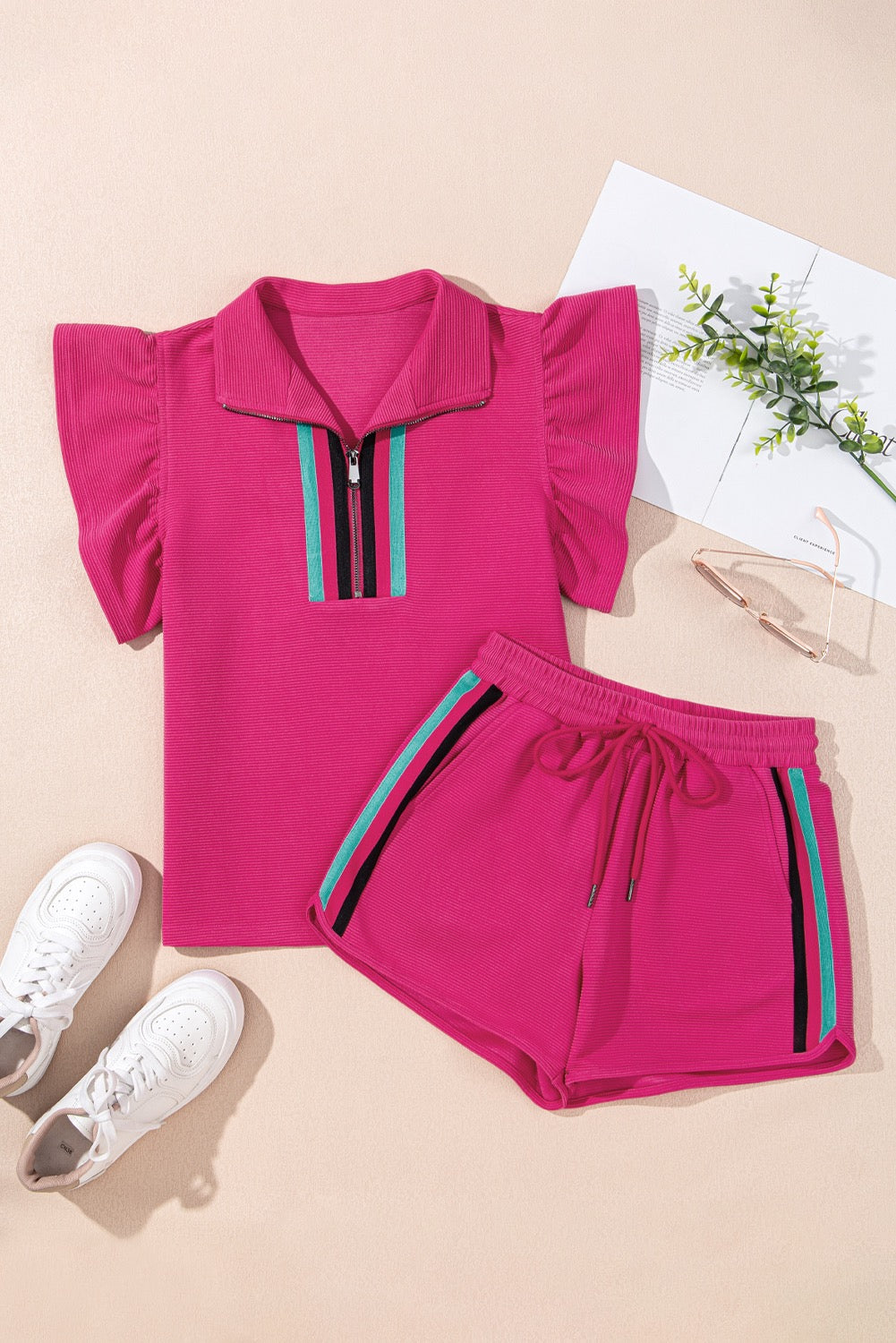 Pink Striped Detail Flutter Set LT