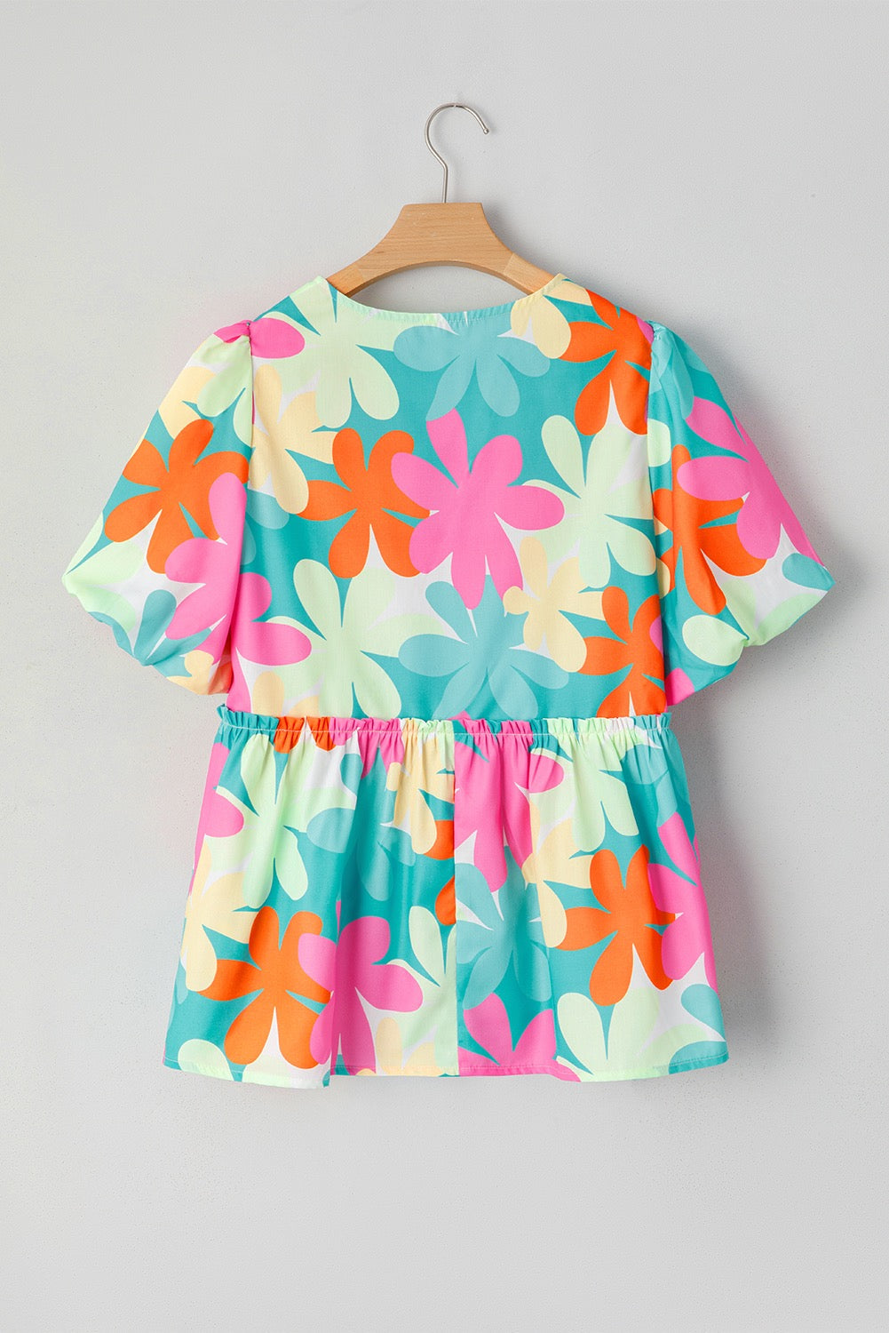 Teal Floral Peplum Blouse LT