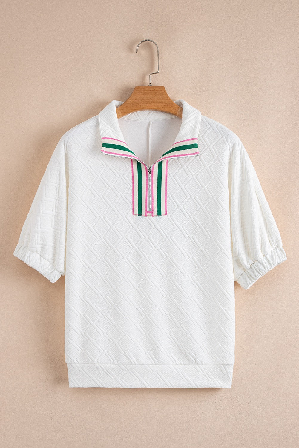 Striped Zip Collar Blouse LT