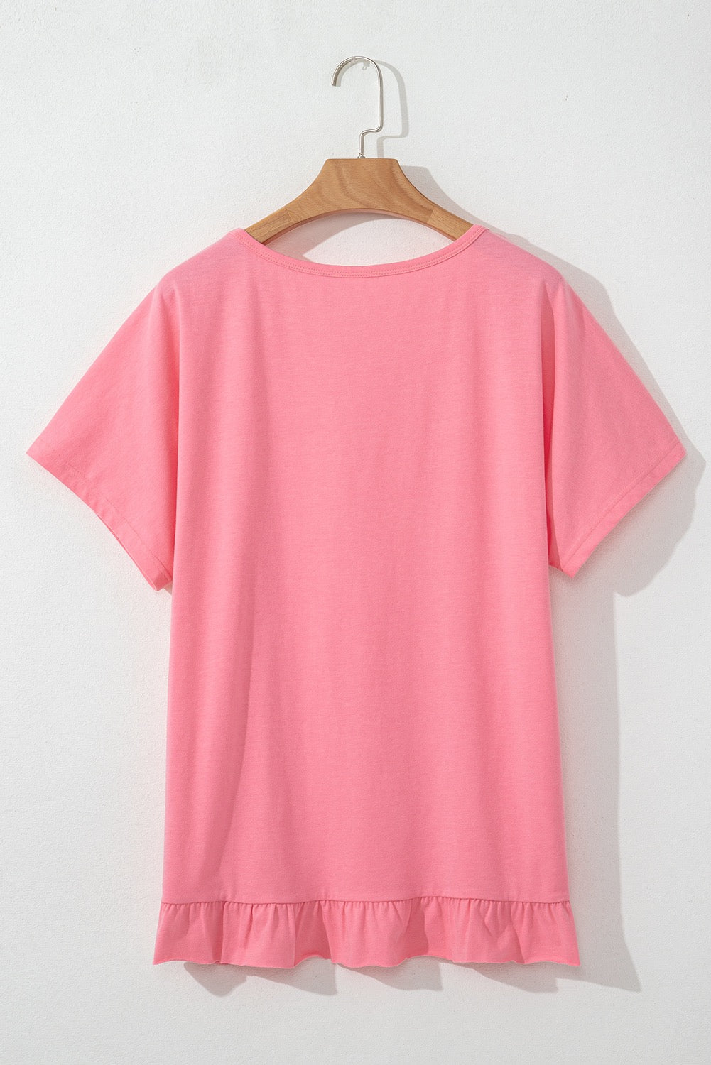 Pink Frilled Hem Top LT