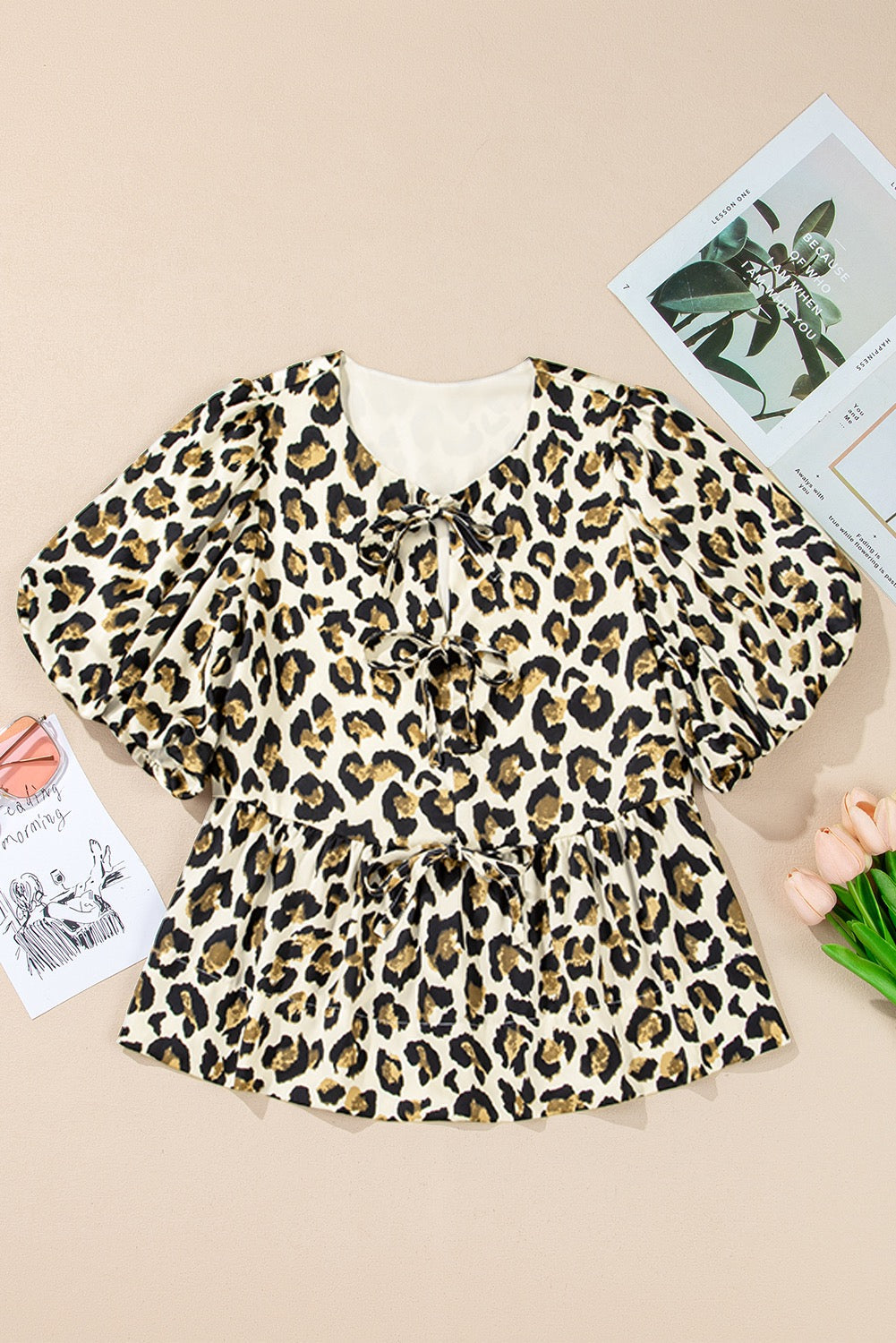 Leopard Bow Tie Blouse LT