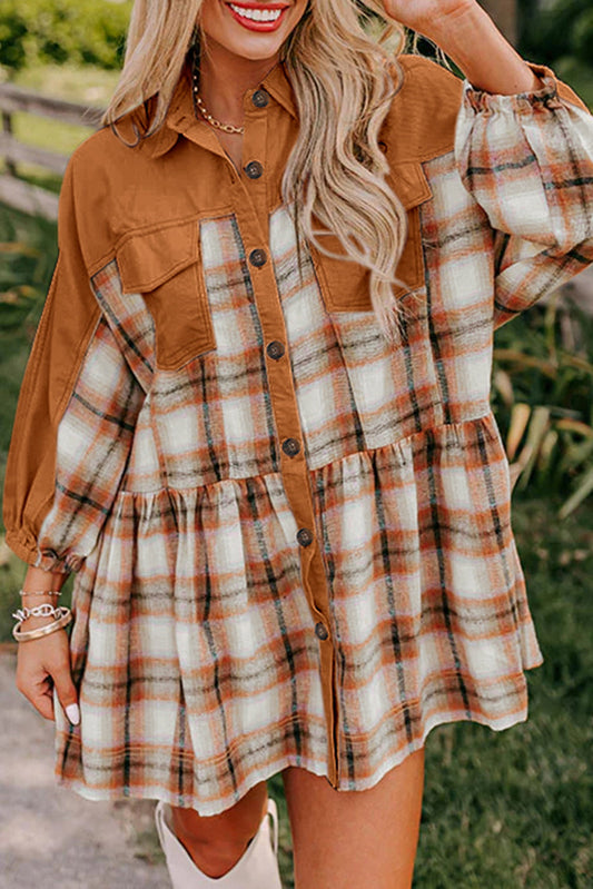 Khaki Plaid Tunic Dress FB