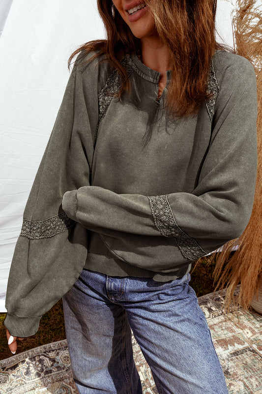 Lace Mineral Wash Baggy Sweatshirt FB