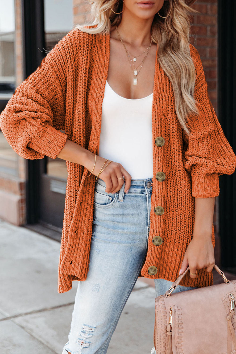 Orange Chunky Cardigan Sweater RTS