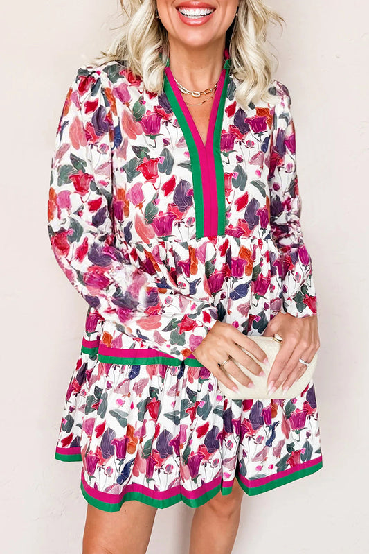 Purple Floral Contrast Dress RTS