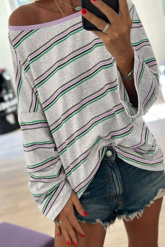 Purple Stripe Oversized Top FB