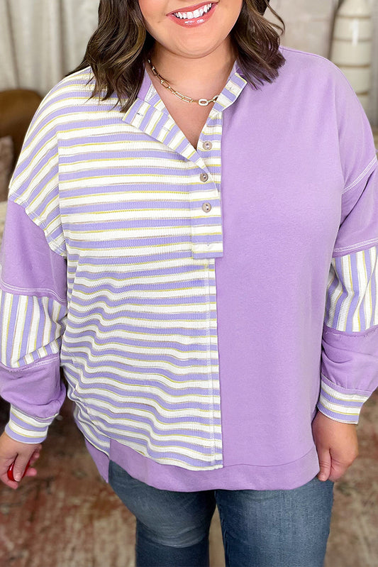 Purple Patchwork Plus Size Pullover September.
