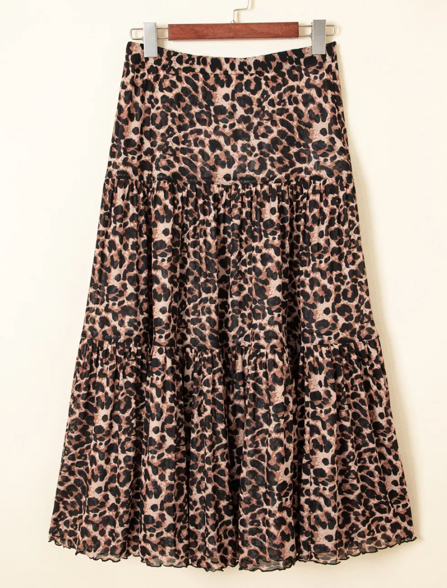 LEOPARD FLORAL REVERSIBLE MAXI SKIRT RTS