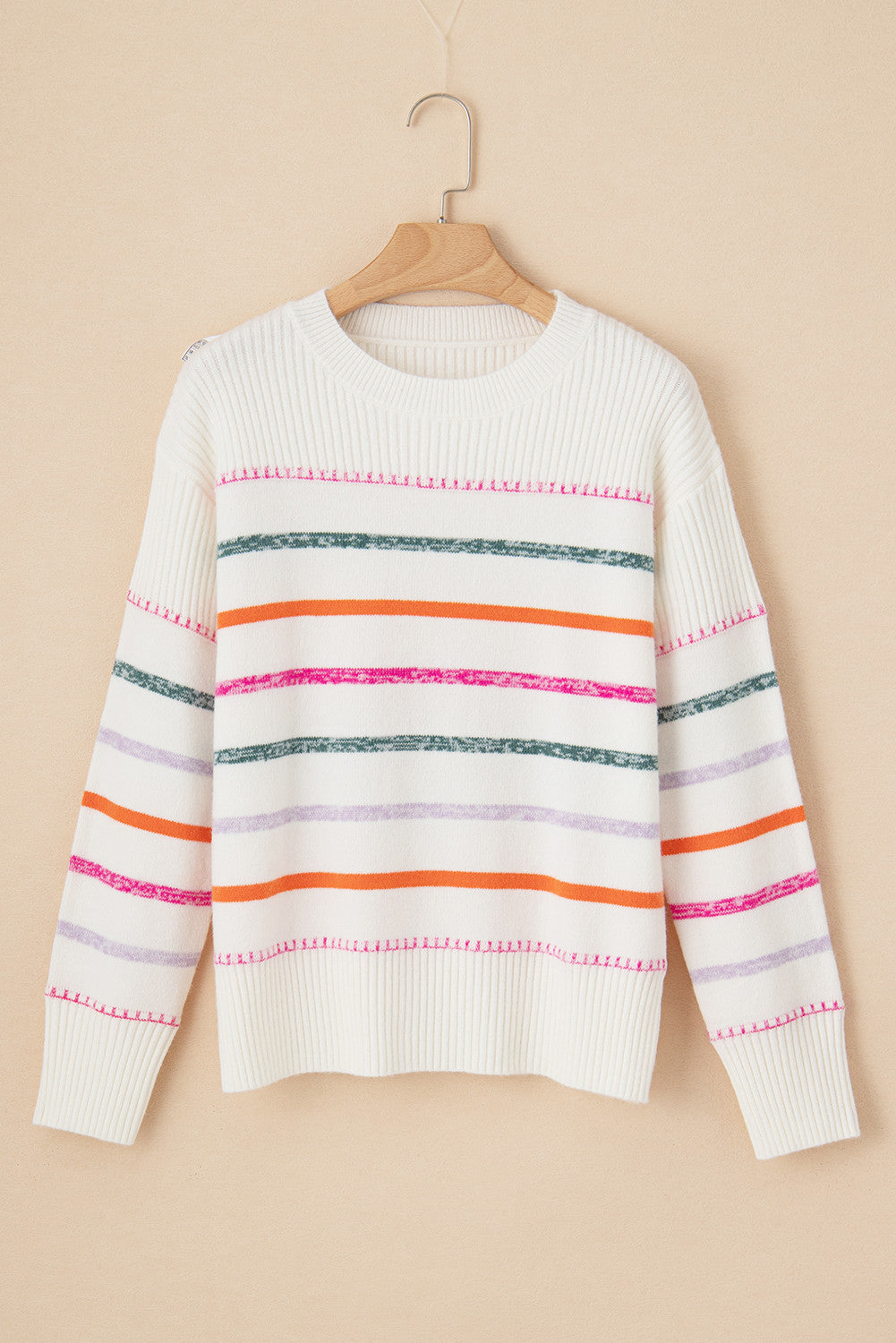 White Colorful Stripe Sweater RTS