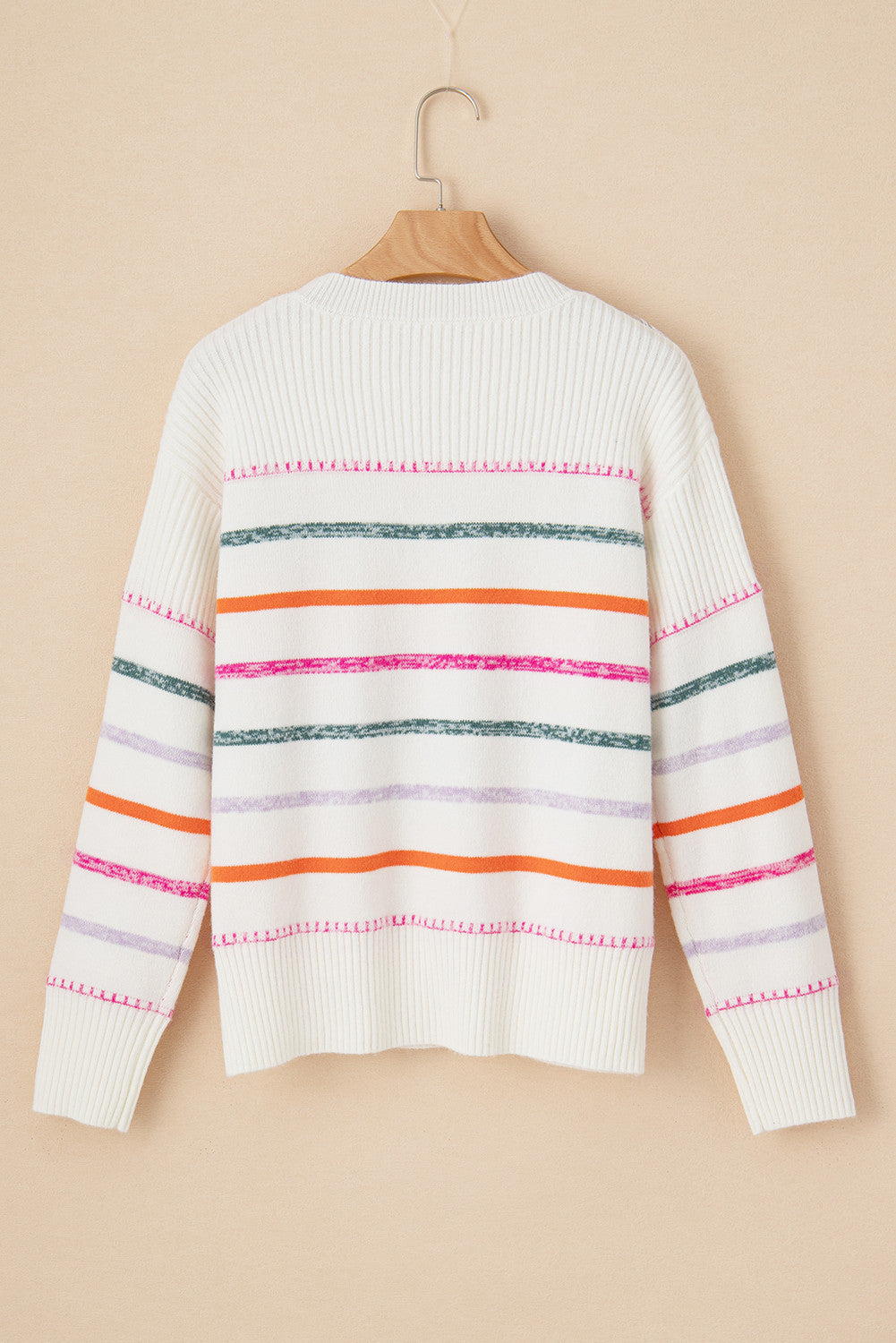 White Colorful Stripe Sweater RTS