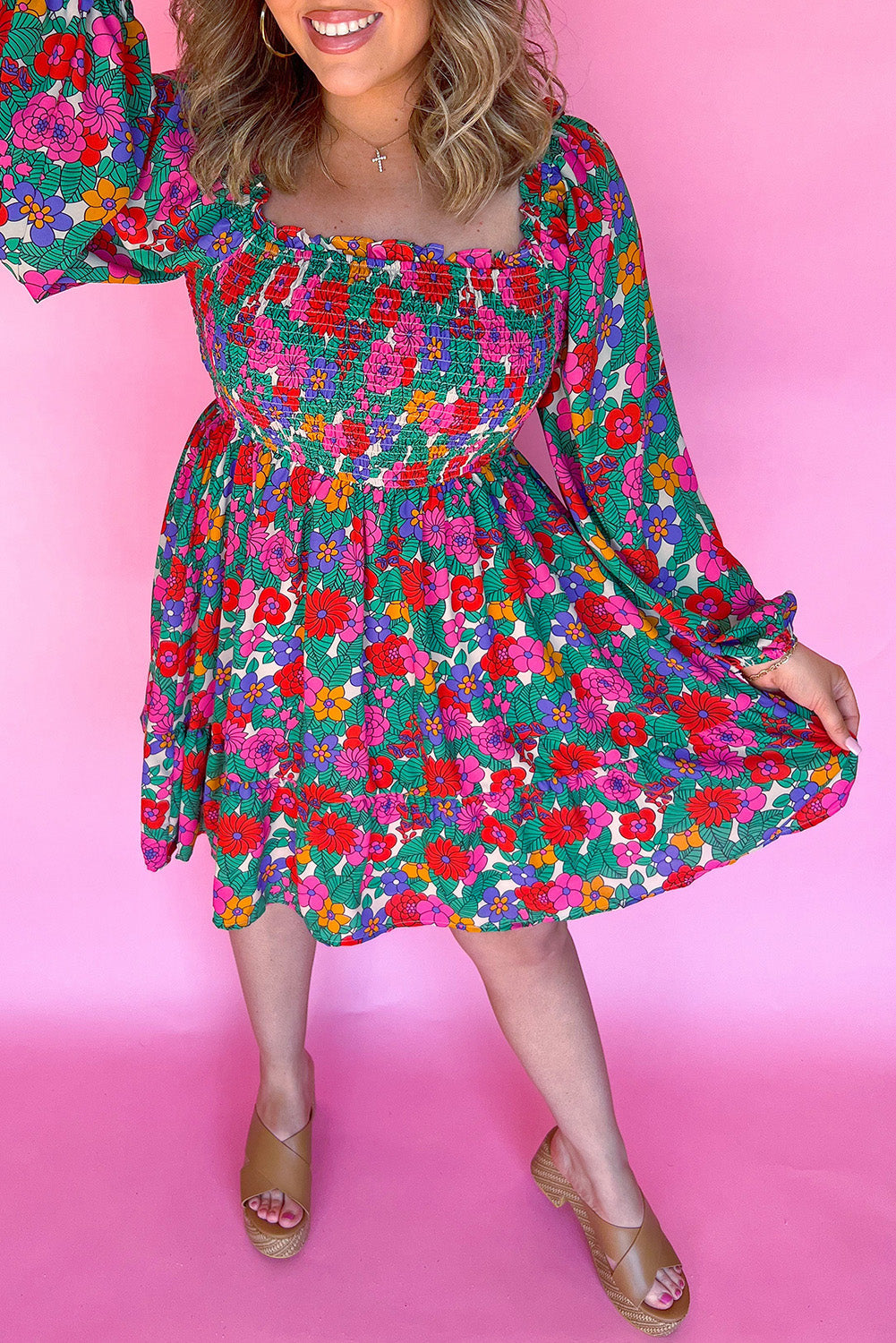 Plus Size Floral Frilled Dress OOTD