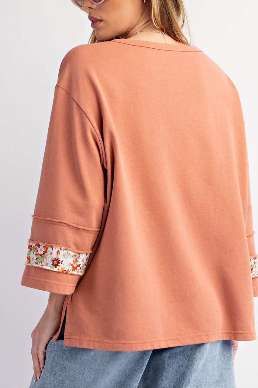 Orange Flower Patch Top June.