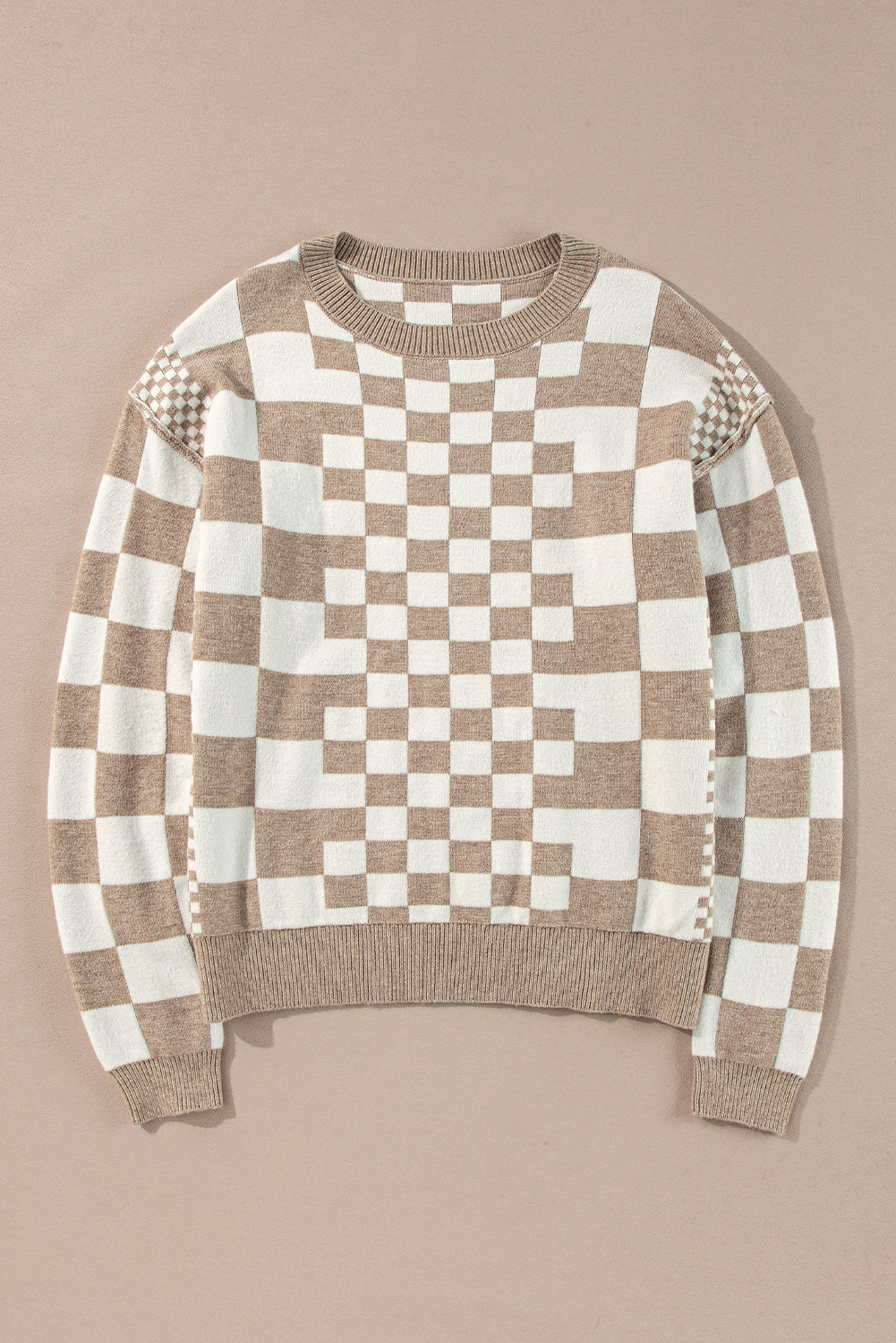 Beige Checkered Sweatshirt July.