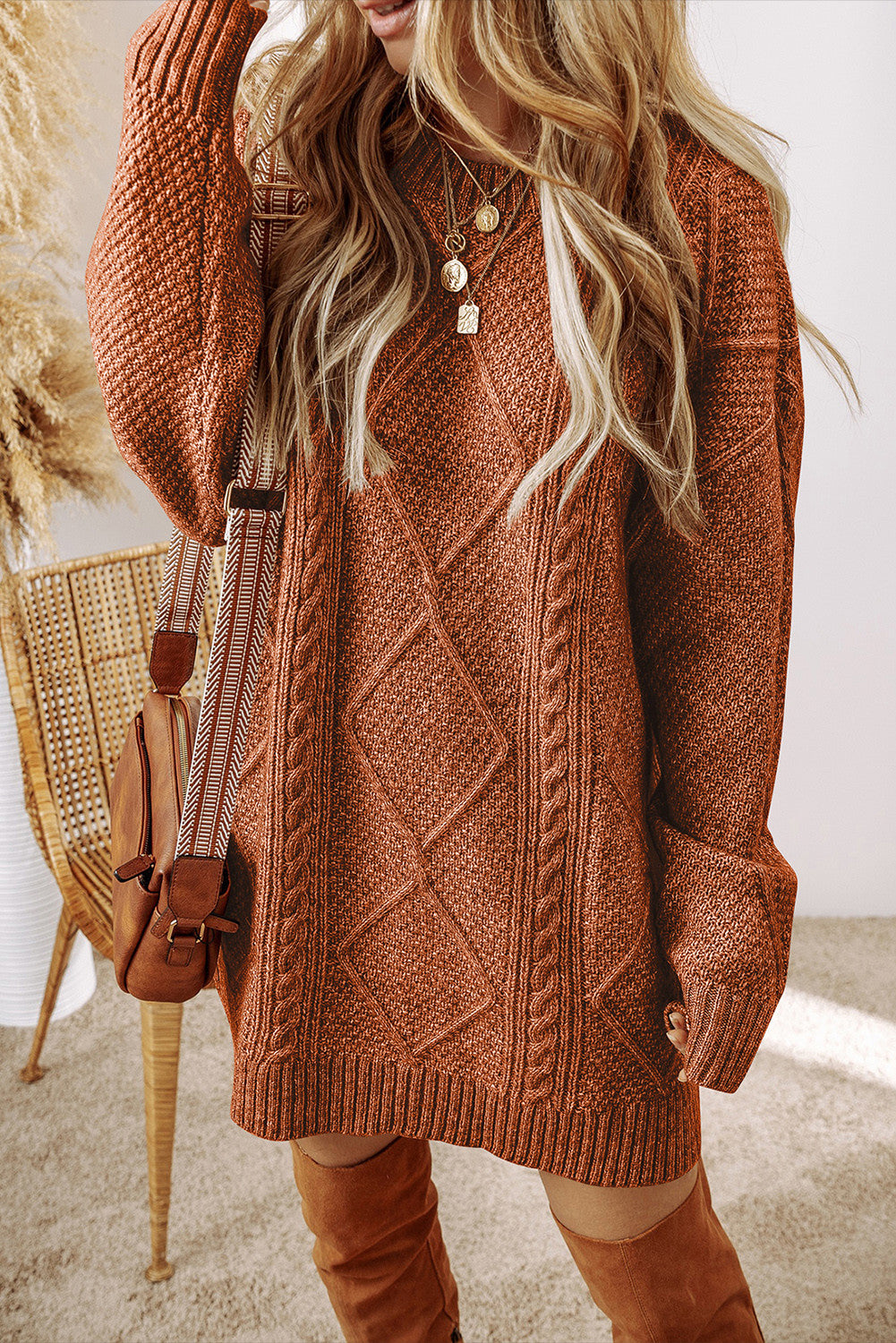 Cable Knit Sweater Dress RTS