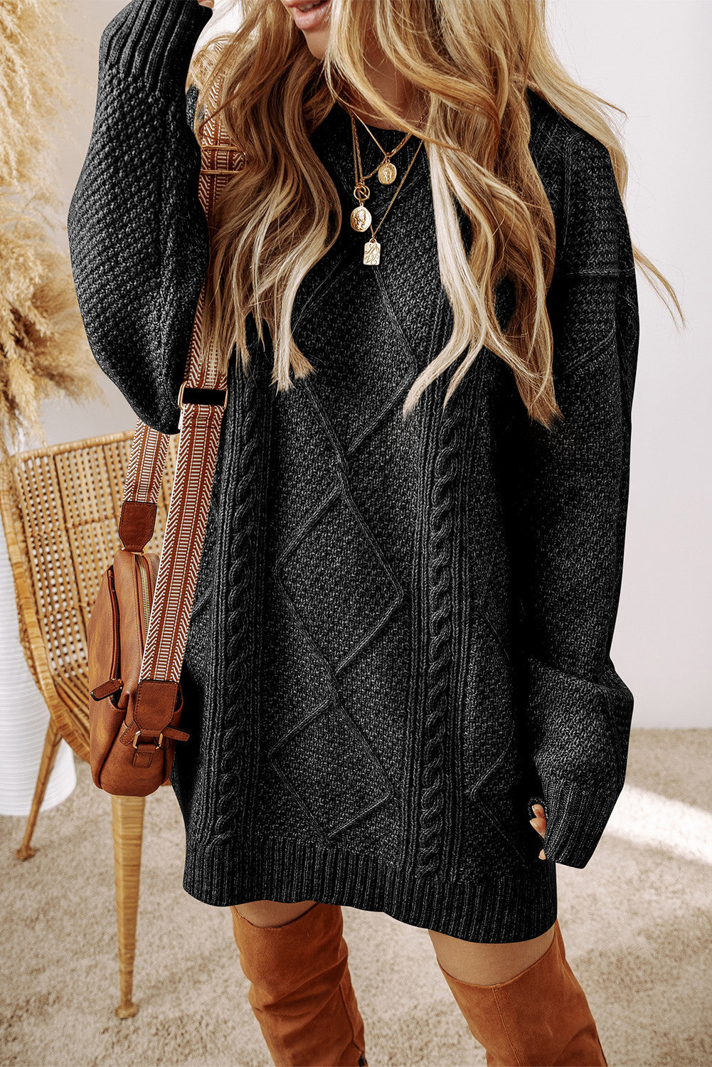 Cable Knit Sweater Dress RTS