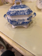 Spode Blue Italian Covered Sugar Bowl