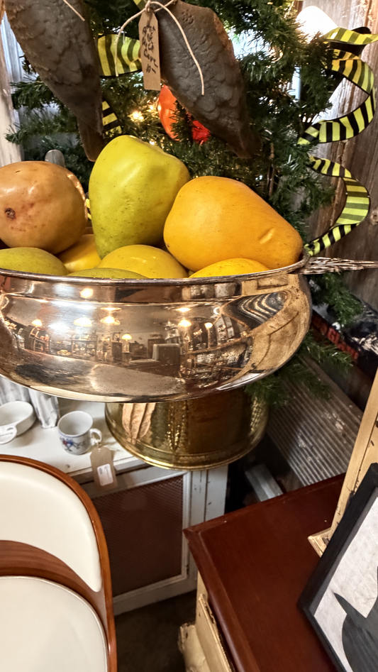Vintage Marlboro Plate silver-on-copper handled fruit bowl
