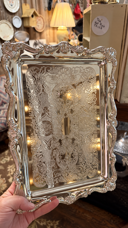 Vintage Sheffield Silver Company ornate rectangular serving tray