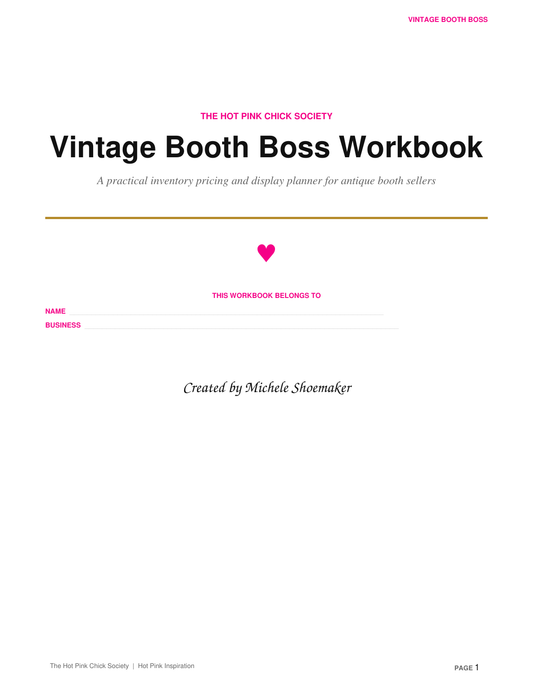 Vintage Booth Boss Workbook cover
