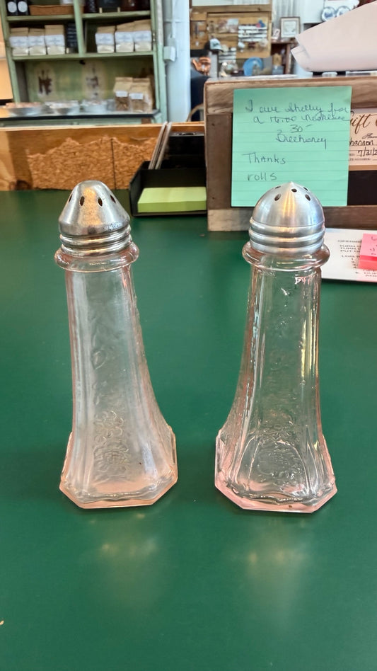 Vintage Glass Salt and Pepper Shakers